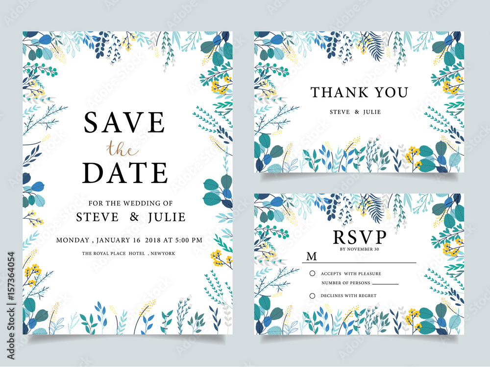 wedding invitation card with  flower Templates - obrazy, fototapety, plakaty 