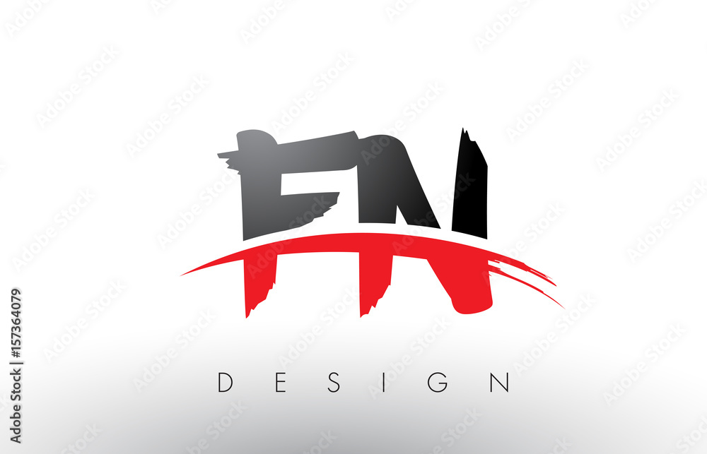 FN F N Brush Logo Letters with Red and Black Swoosh Brush Front Stock ...