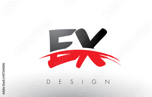 EX E X Brush Logo Letters with Red and Black Swoosh Brush Front