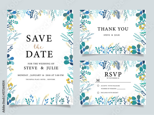 wedding invitation card with  flower Templates
