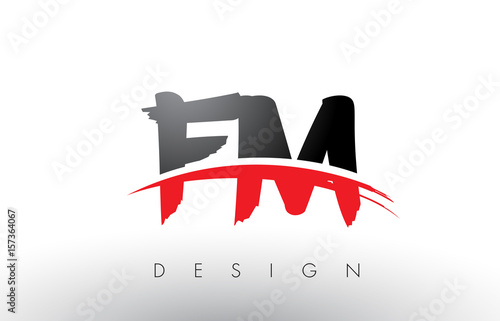 FM F M Brush Logo Letters with Red and Black Swoosh Brush Front