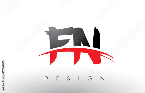 FN F N Brush Logo Letters with Red and Black Swoosh Brush Front