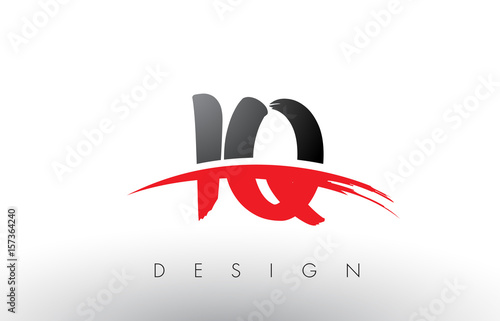 IQ I Q Brush Logo Letters with Red and Black Swoosh Brush Front