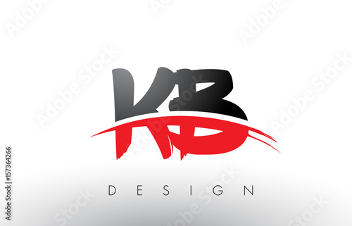 Bild auf Leinwand KB K B Brush Logo Letters with Red and Black Swoosh Brush Front