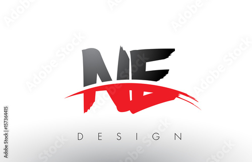 NE N E Brush Logo Letters with Red and Black Swoosh Brush Front