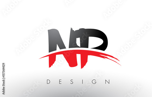 NP N P Brush Logo Letters with Red and Black Swoosh Brush Front