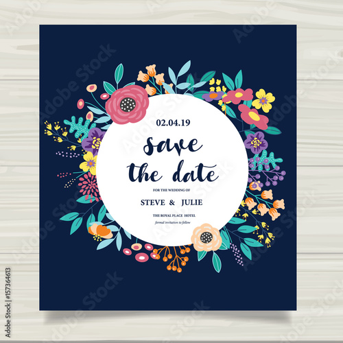 wedding invitation card with  flower Templates