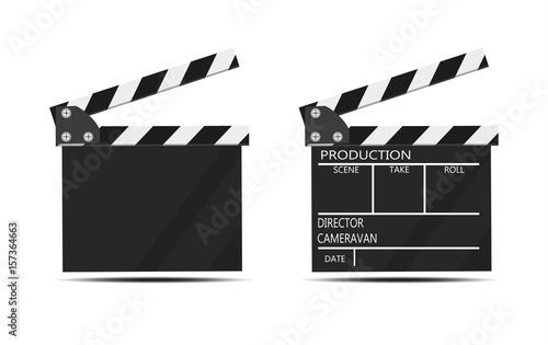 Realistic clapper.cinema.Board on a white background.film.time.vector illustration.
