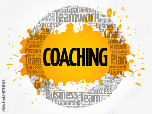 Coaching word cloud collage, business concept