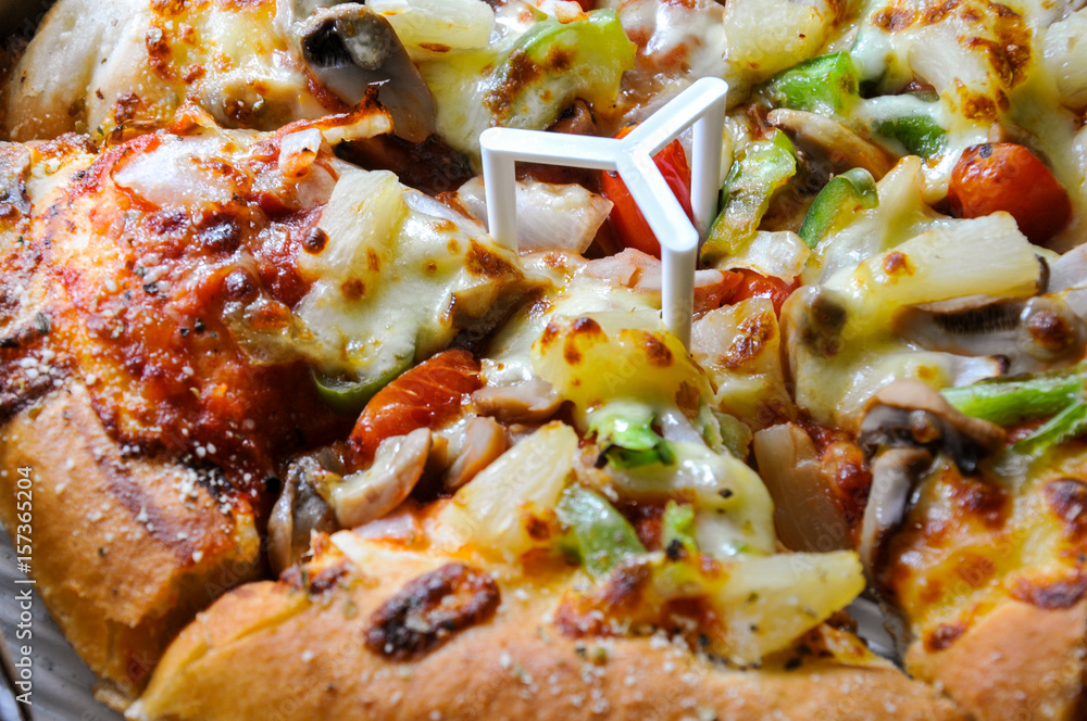 Healthy vegetables and mushrooms vegetarian pizza Healthy vegetables and mushrooms vegetarian pizza