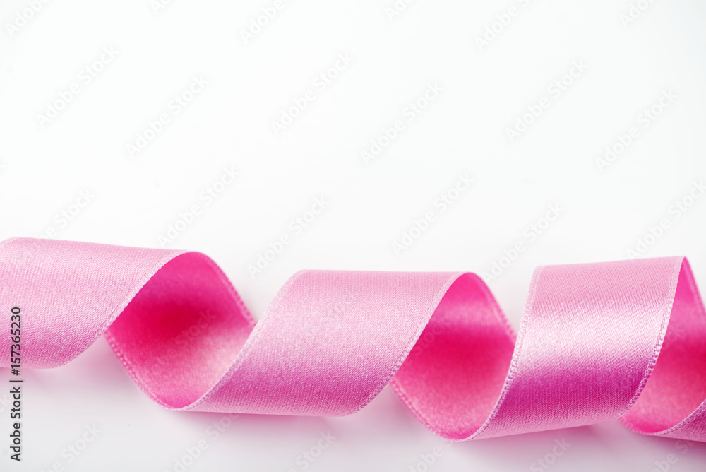 Abstract shapes background with pink ribbon on white background. Copy space. Abstract shapes background with pink ribbon on white background. Copy space.