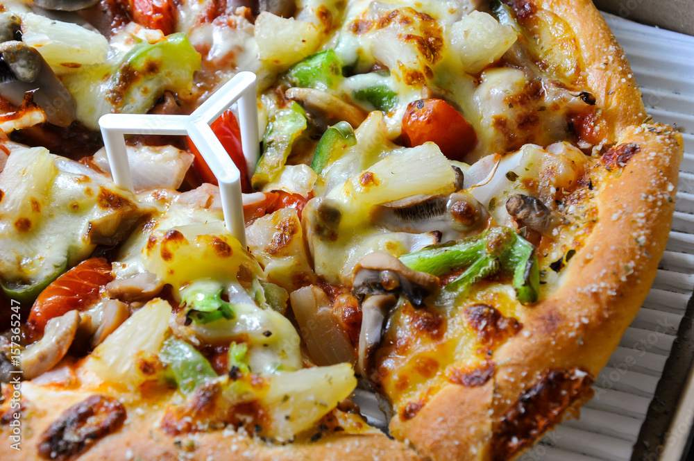 Healthy vegetables and mushrooms vegetarian pizza Healthy vegetables and mushrooms vegetarian pizza