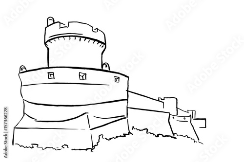 Dubrovnik fortress. vector sketch.
