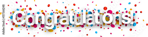 Congratulations paper banner with confetti.