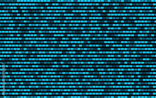 abstract brickwork. blue rectangles with transparency. black background. halftone effect. vector illustration.