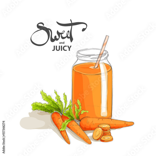 Carrot smoothies on a white background