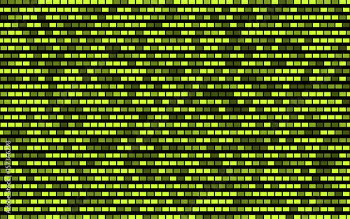 green rectangles with transparency. abstract brickwork. black background. halftone effect. vector illustration.