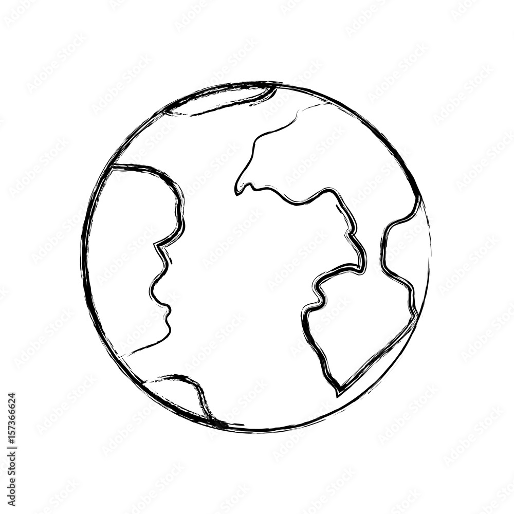 monochrome blurred silhouette of earth globe icon vector illustration
