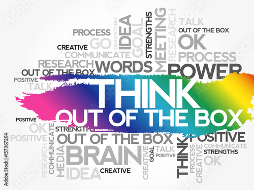 THINK OUT OF THE BOX word cloud, business concept