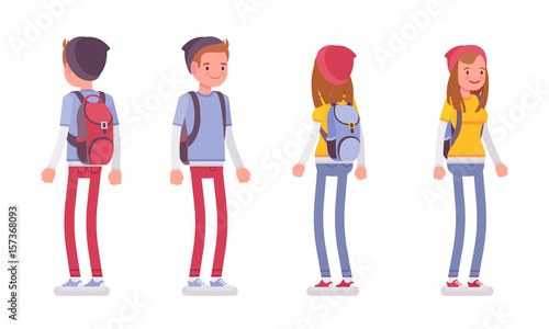 Teenager boy and girl in standing pose