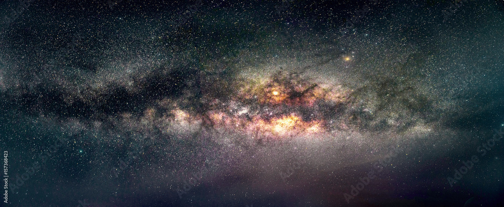 Fototapeta Galaxy Milky way panorama view in sky, night view black hole in universe. galaxy of the earth in space  