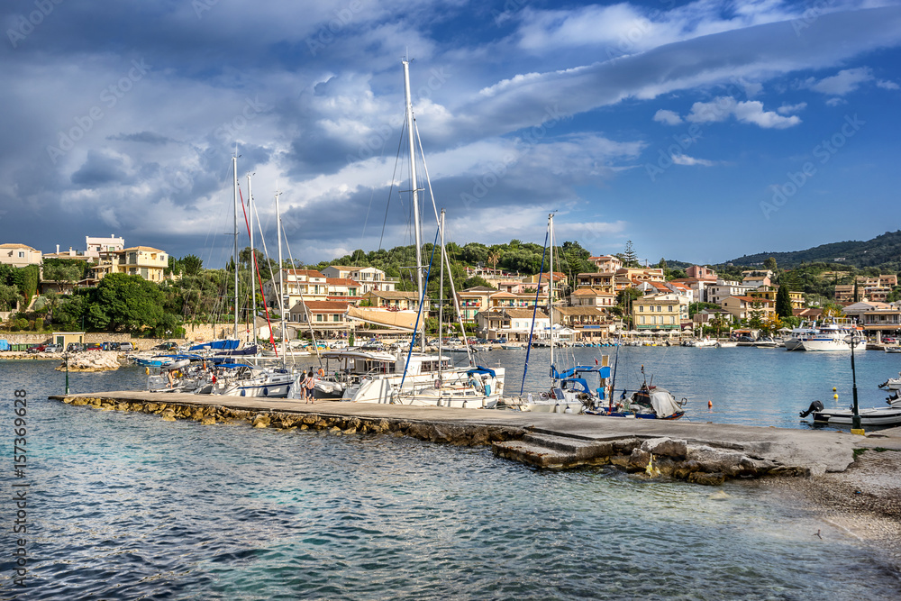 The small tourist resort of Kassioppi on the north east coast of Corfu in Greece