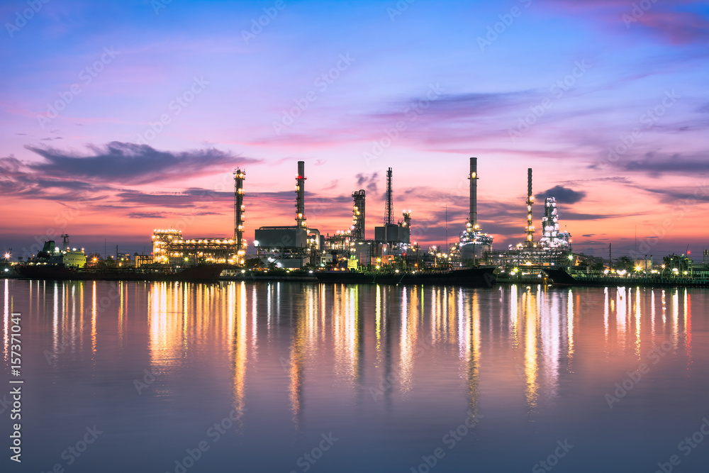 Oil Refinery at Twilight in Bangkok, Thailand