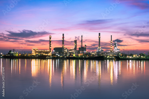 Oil Refinery at Twilight in Bangkok, Thailand
