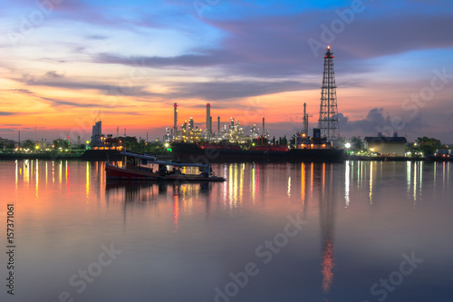 Oil Refinery at Twilight in Bangkok, Thailand