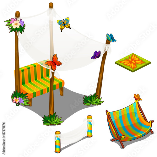 Furniture and butterfly decorations for veranda