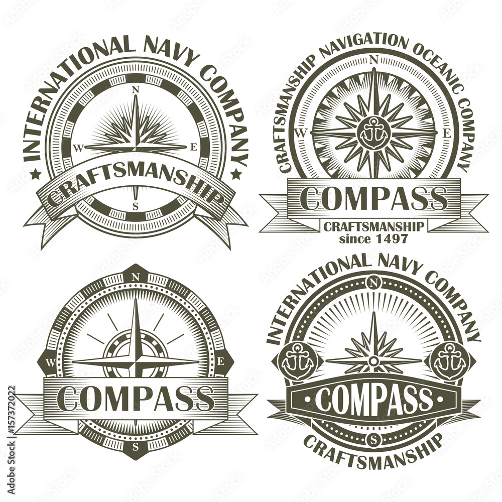 Set of vintage compasses