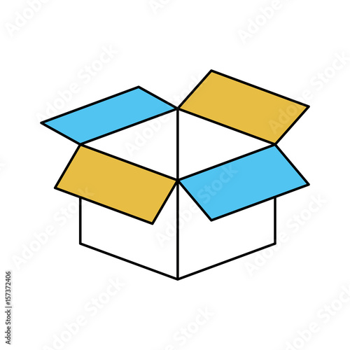 color sectors silhouette of box of cardboard opened vector illustration