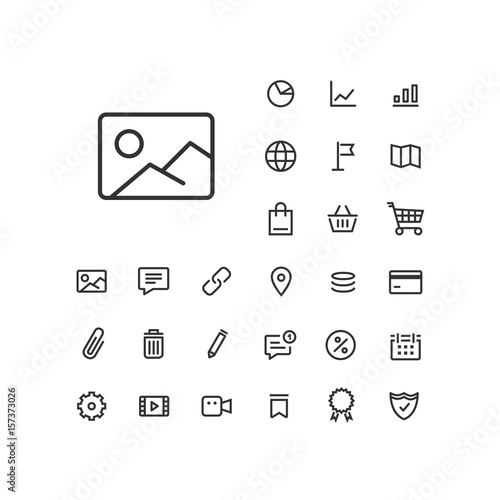 Image icon in set on the white background. Universal linear icons to use in web and mobile app.