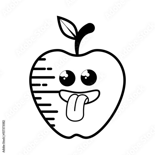 apple fruit cartoon smiley vector icon illustration graphic design