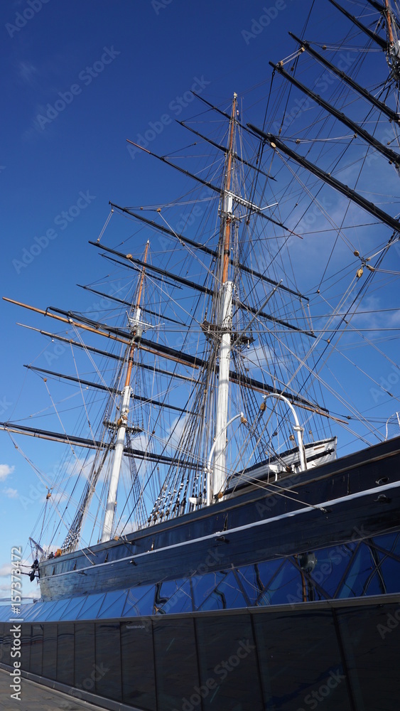 Fototapeta premium Photo of Cutty Sark British clipper in village of Greenwich, London, United Kingdom