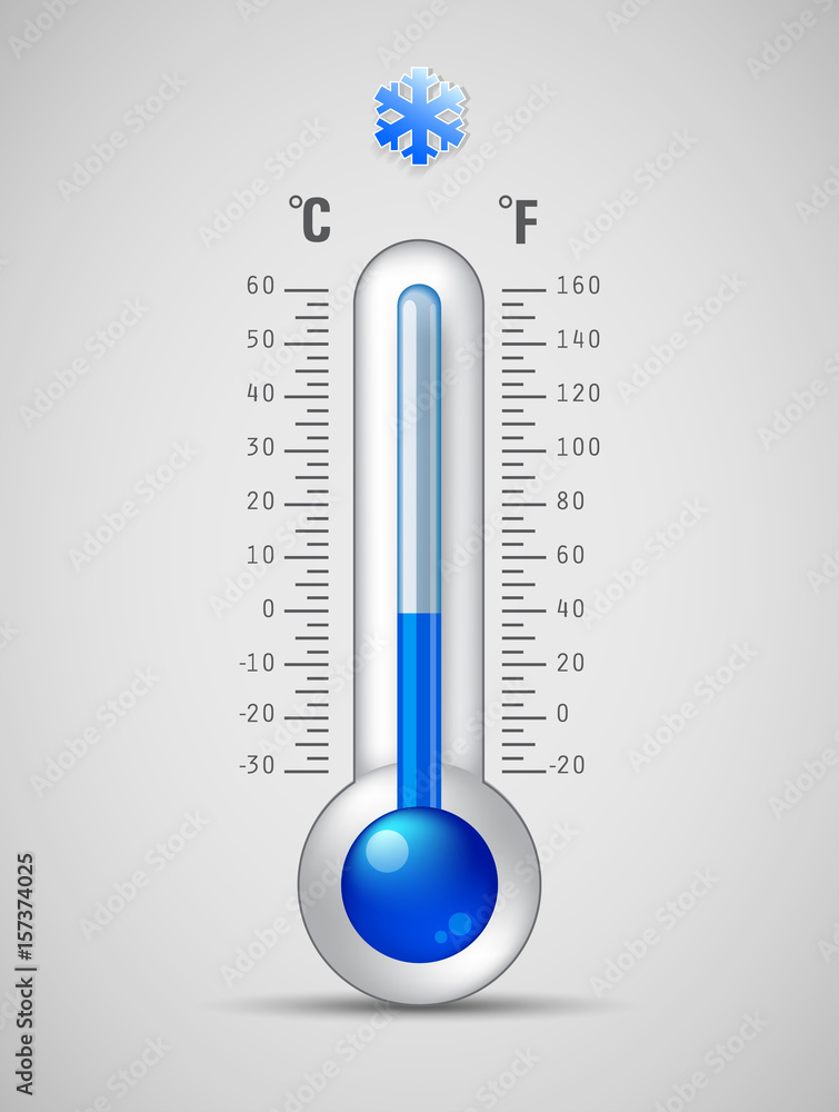 Glass thermometer with scale measuring cold Glass thermometer with scale measuring cold