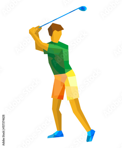 Golf player with green and yellow patterns