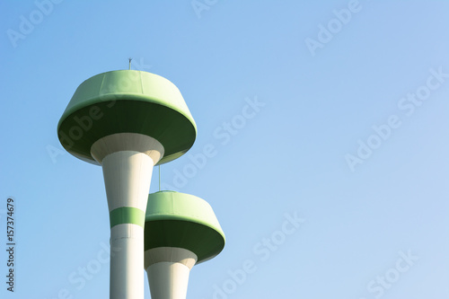 water tower with blue sky
