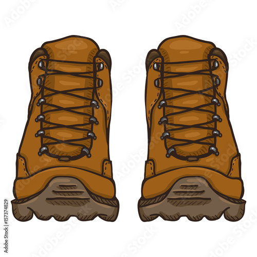 Vector Cartoon Illustration - Brown Extreme Hiking Boots.