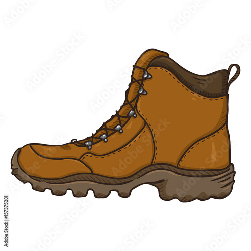 Vector Cartoon Illustration - Brown Extreme Hiking Boots.