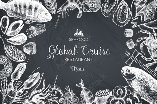 hand drawn seafood design