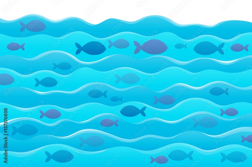 Fototapeta premium Water and fish silhouettes image 1