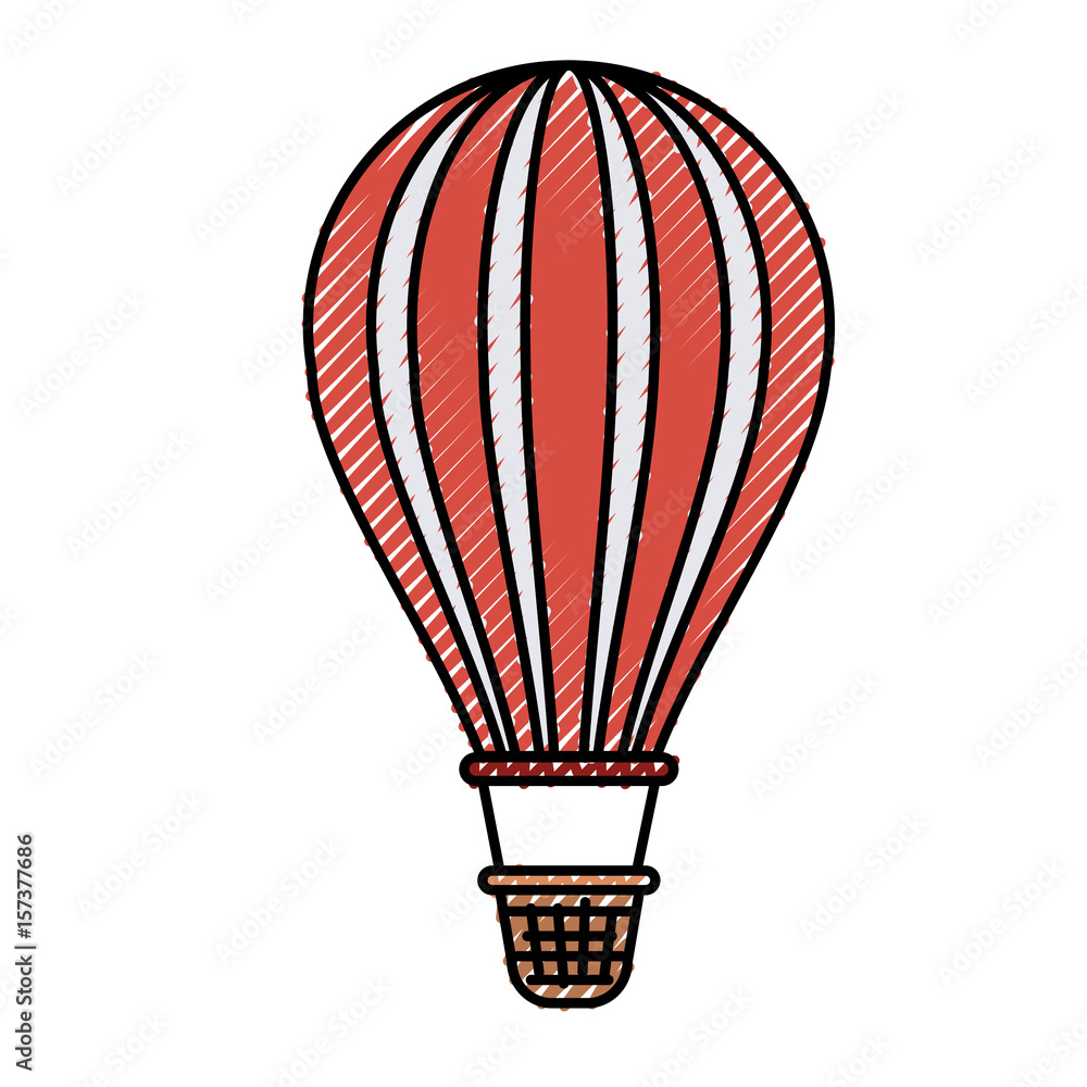 Naklejka premium colored crayon silhouette of hot air balloon vector illustration