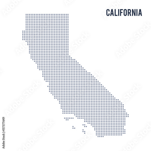 Vector dotted map State of California isolated on white background .