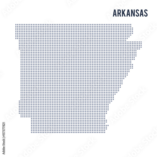 Vector dotted map State of Arkansas isolated on white background .