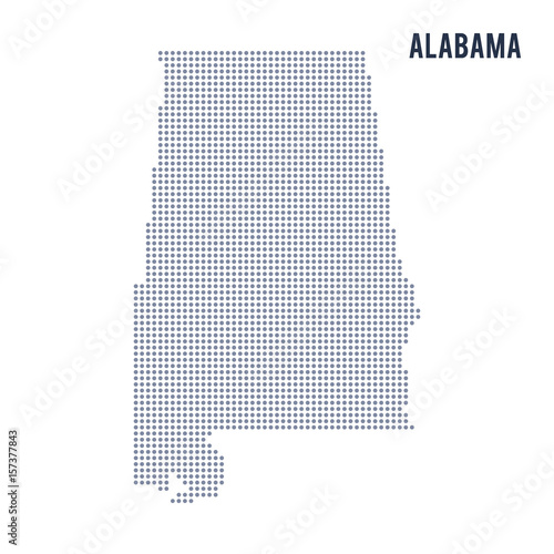 Vector dotted map State of Alabama isolated on white background .