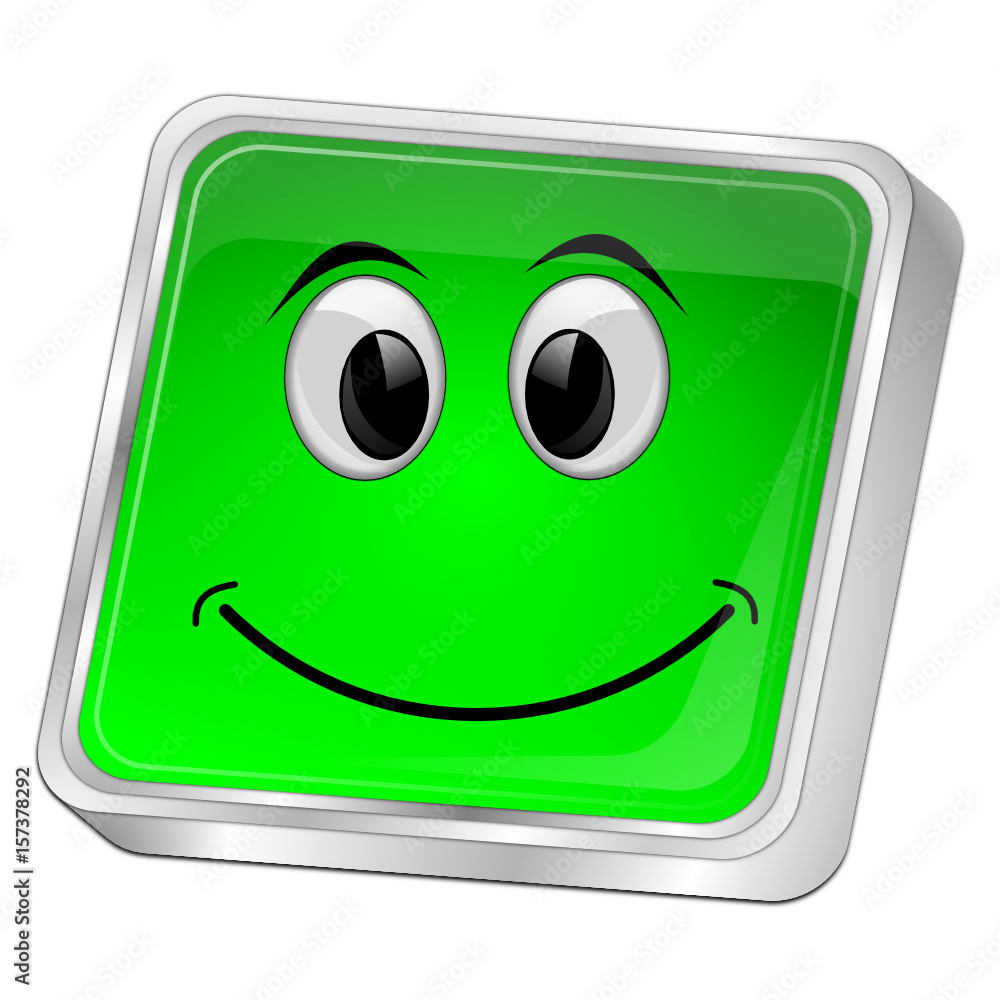 Button with smiling face - 3D illustration Button with smiling face - 3D illustration