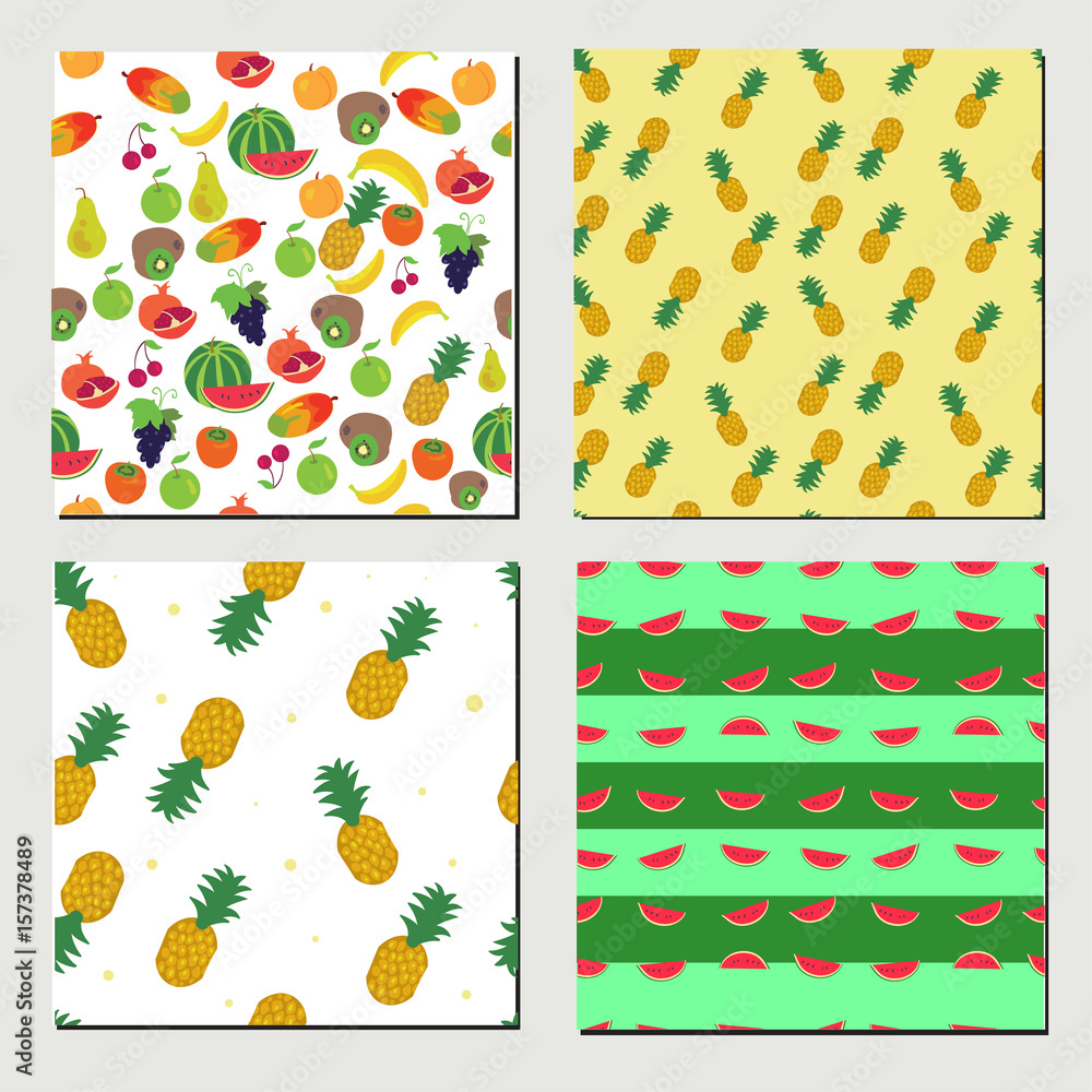 Set of seamless fruit pattern