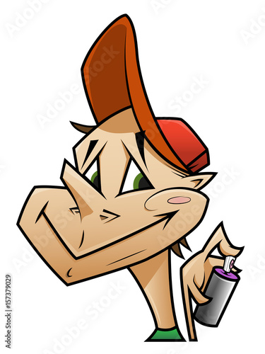 Graffiti writer character isolated on white