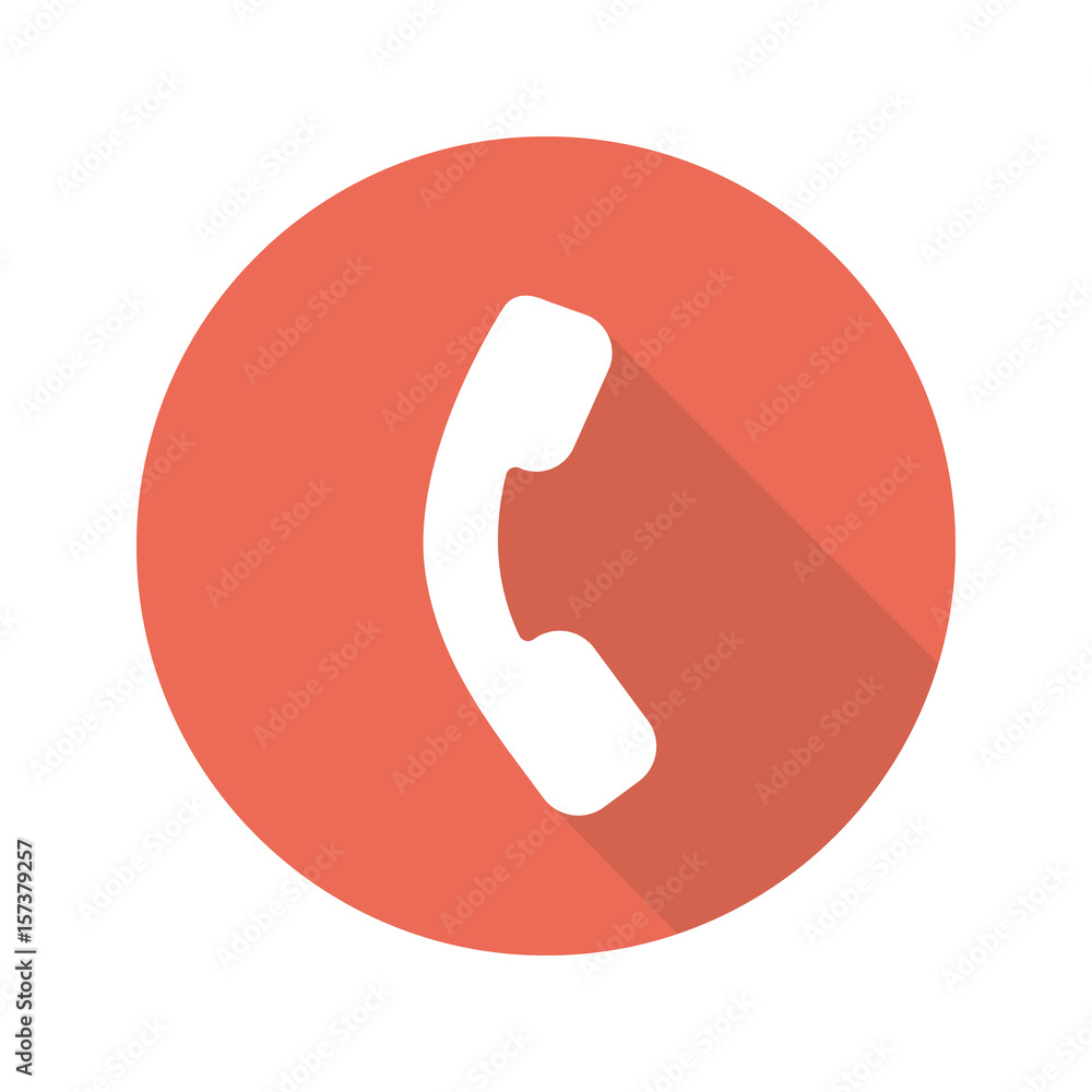 Phone handset flat design long shadow icon Phone handset flat design long shadow icon